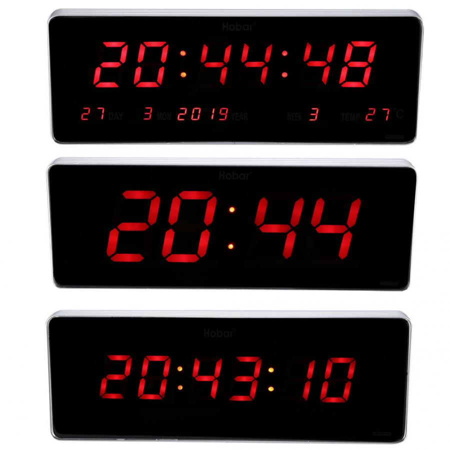 Digitalt vægur moderne digitalt led kalenderur temperatur vægure eu stik 110-240v vægur часы настенные