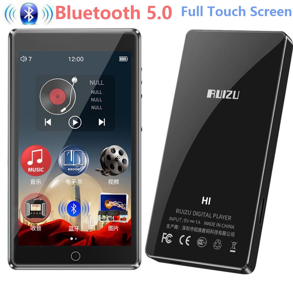 Originele Ruizu H1 MP4 Speler Bluetooth5.0 Met 4 Inch Full Touch Screen Ingebouwde Luidspreker Ondersteuning Fm Radio Opname Video E-Book