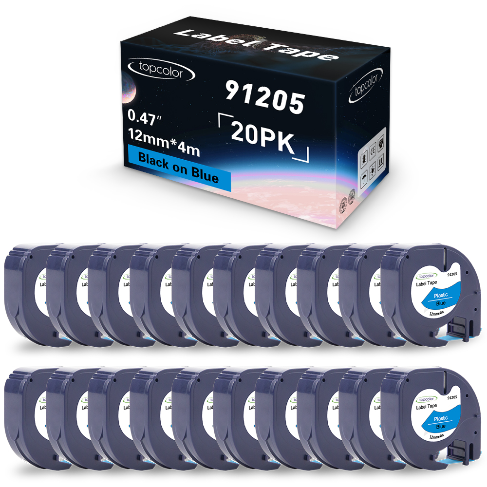 20PK Label Tape 12mm*4m Compatible Dymo Letratag Tape LT 12267 Black on Clear Transparent Sticker for Dymo Labeling Machine 100H: 20PK 91205