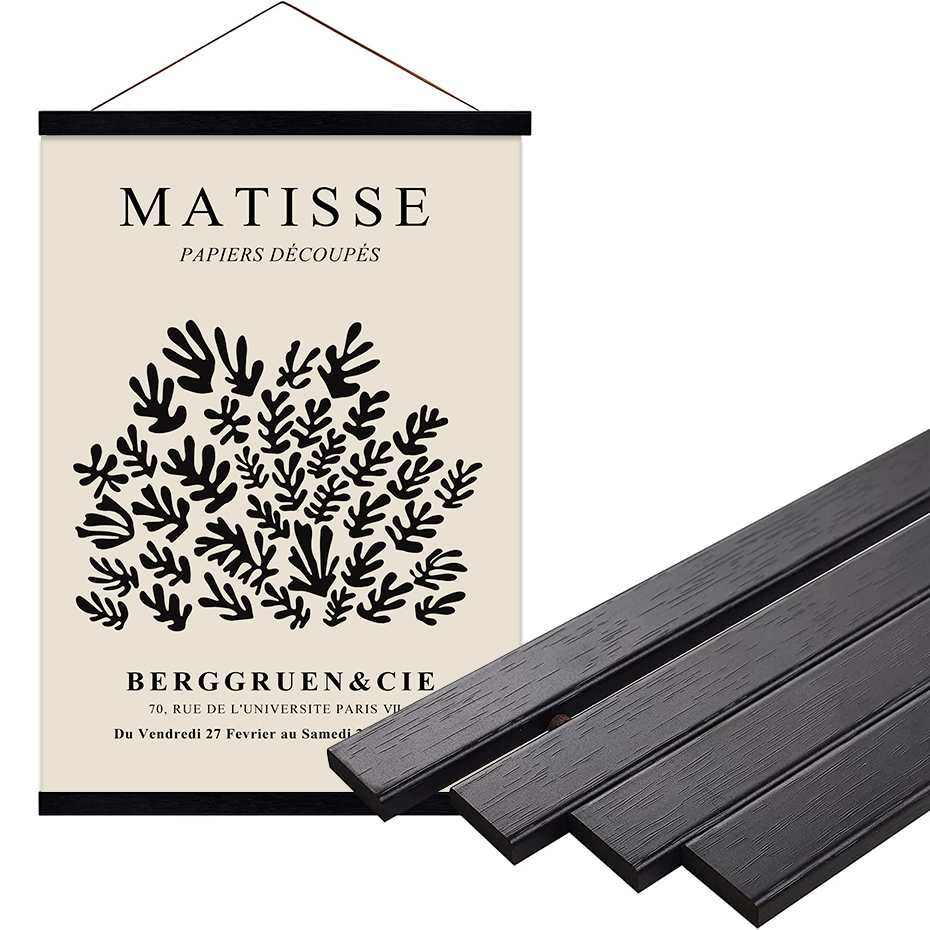 Black Magnetic Wooden Poster Hanger Frame Teak Pine for Photos Pictures Canvas Prints Artwork Maps Living Room Home Wall Decor: 8 inch / WHITE