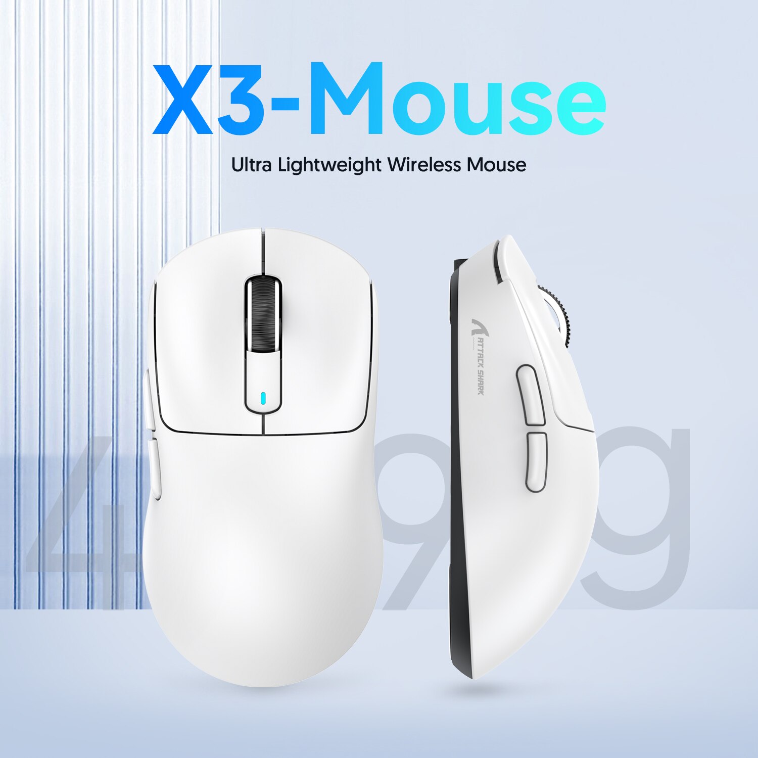 Lekka bezprzewodowa mysz do gier X3 z 3 trybami 2.4G USB-C Przewodowy czujnik optyczny Bluetooth 26K DPI PAW3395 do komputera PC/laptopa/Win/Mac: WHITE