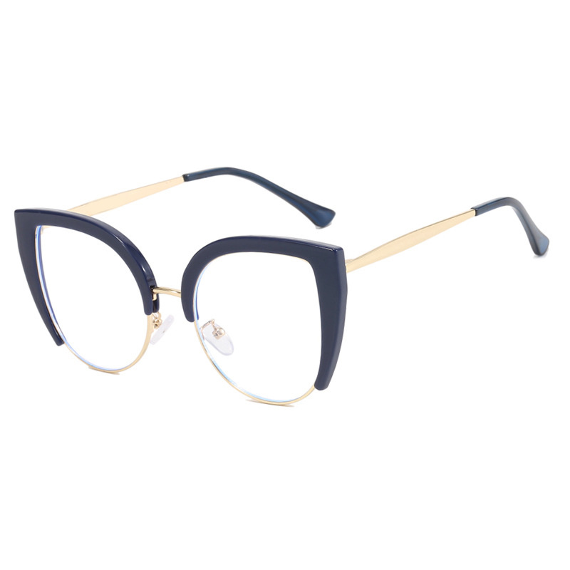 Gafas de medio Marco de ojo de gato de , montura de gran tamaño, antiluz azul, tendencia Retro, 2023, novedad de 2023: Gris