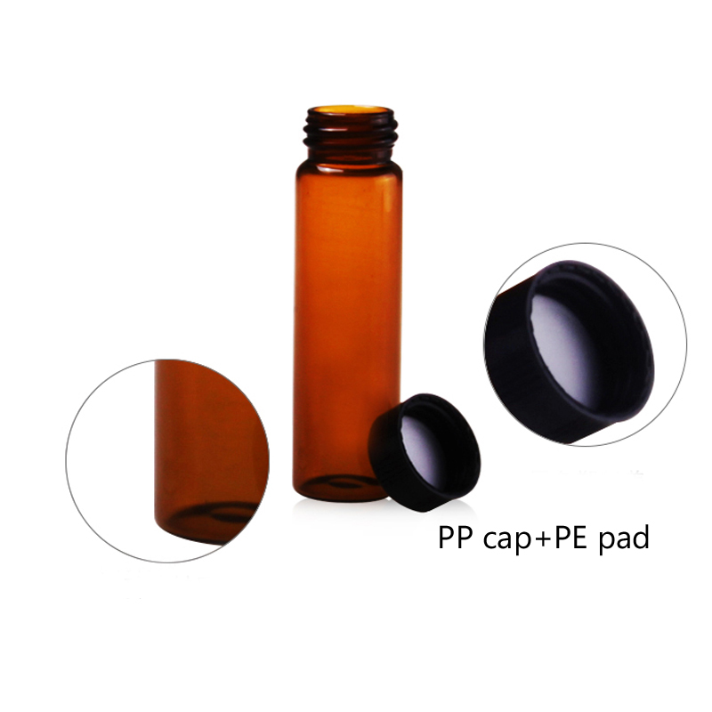Flacon d'huile essentielle de bouteille d'échantillon de 15ml avec le bouchon à vis de tampon intérieur de PE bouteille de laboratoire de chimie de Tube à essai en verre 10 pièces/pack