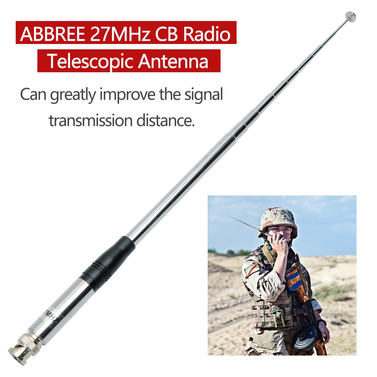 ABBREE 27Mhz BNC Teleskop 23/130cm Antenne für Kobra Mittelland Uniden Maxon Präsident Anytone Handheld/Tragbare CB Radio Walki
