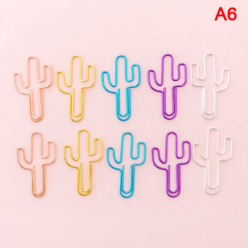 10pcs cute Cactus star Ice Cream Mini Paper Clips Kawaii Stationery Metal Clear Binder Clips Photos Tickets Notes Letter: A6