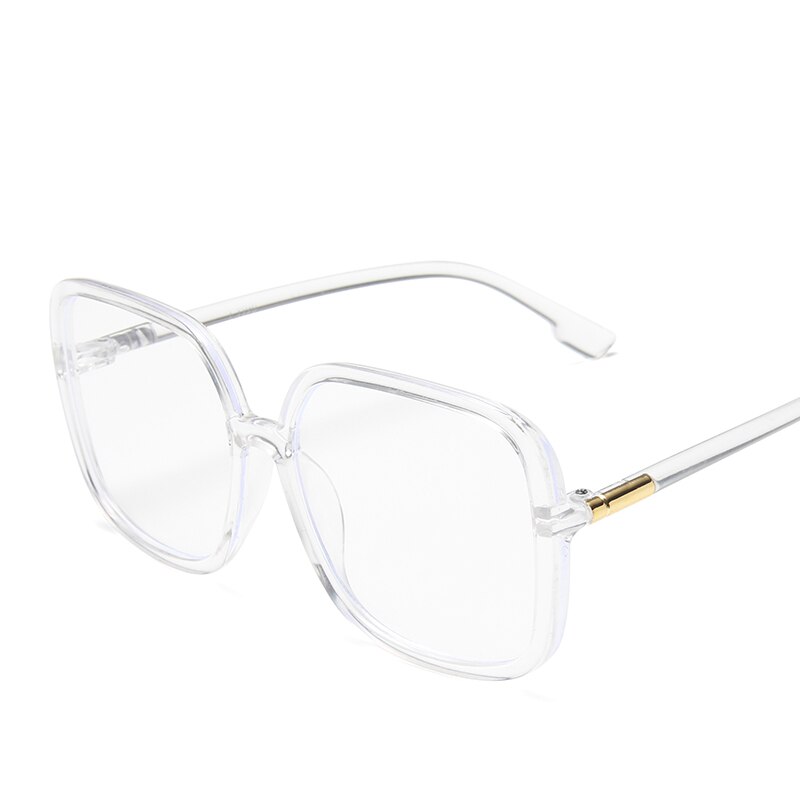 Overdimensionerede firkantede brilleramme til kvinder vintage store gennemsigtige briller læsebriller klar linse optisk brillestel: Klar hvid