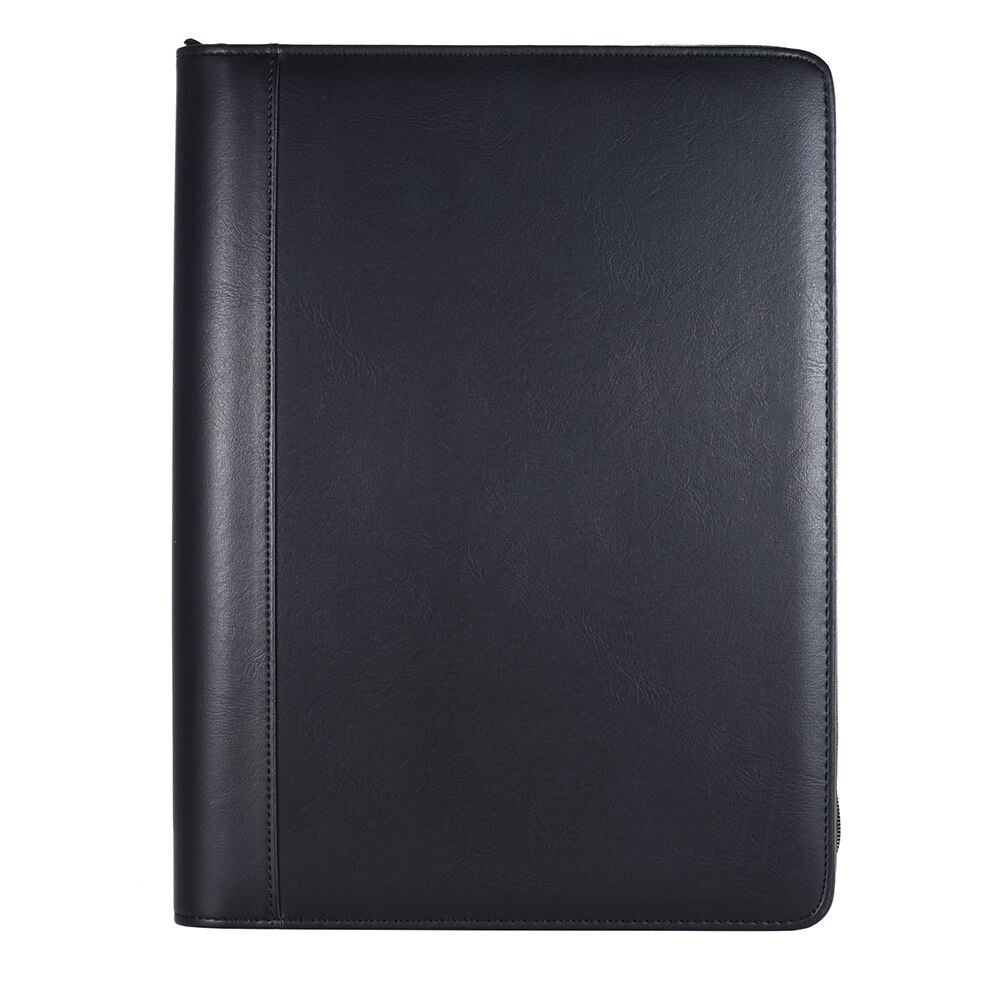 Multifunctional Business Portfolio Folder Document Case Organizer A4 PU Leather Zippered Closure Loose-leaf Loop