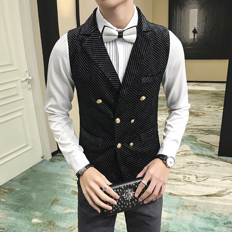 Gilet de costume croisé pour homme, gilet de costume de marié, gilet brillant pour performance sur scène, gilet décontracté à #39
