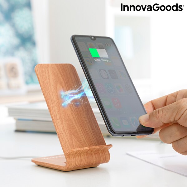 Wood Effect Wireless Charger with Stand Qistan InnovaGoods (Refurbished D)