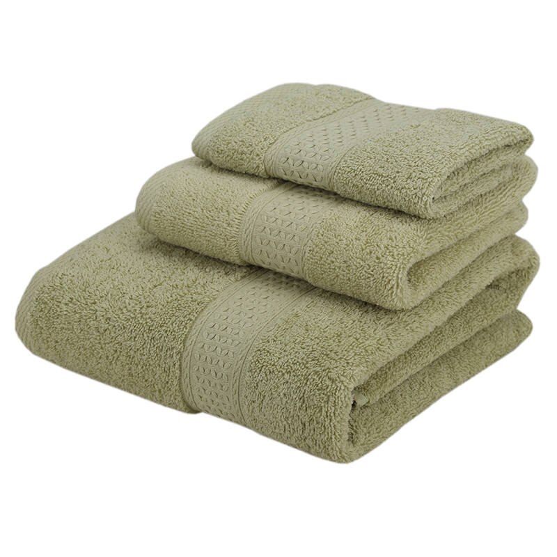 Conjunto de 3 uds. De toallas de baño de algodón suave para adultos, toalla absorbente de felpa de lujo, Sábana de baño playa rostro, toallas básicas para mujer JWYYJ43: green