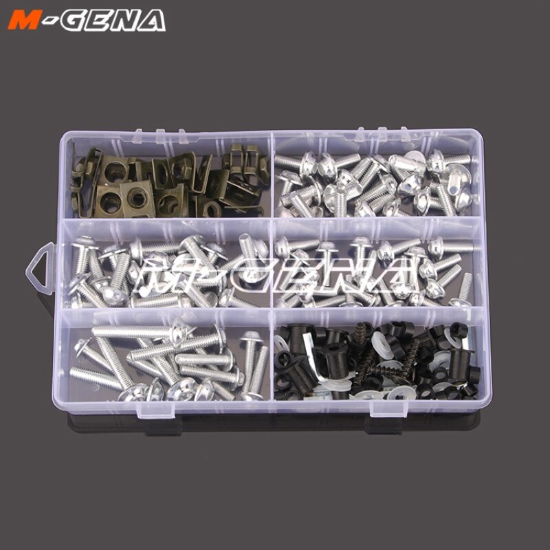 201 Stück Motorrad-CNC-Verkleidungsschrauben-Set, Schrauben für YZF 600 1000 R1 R6 R3 R15 R25 T-MAX 530 TMAX 500: Silber