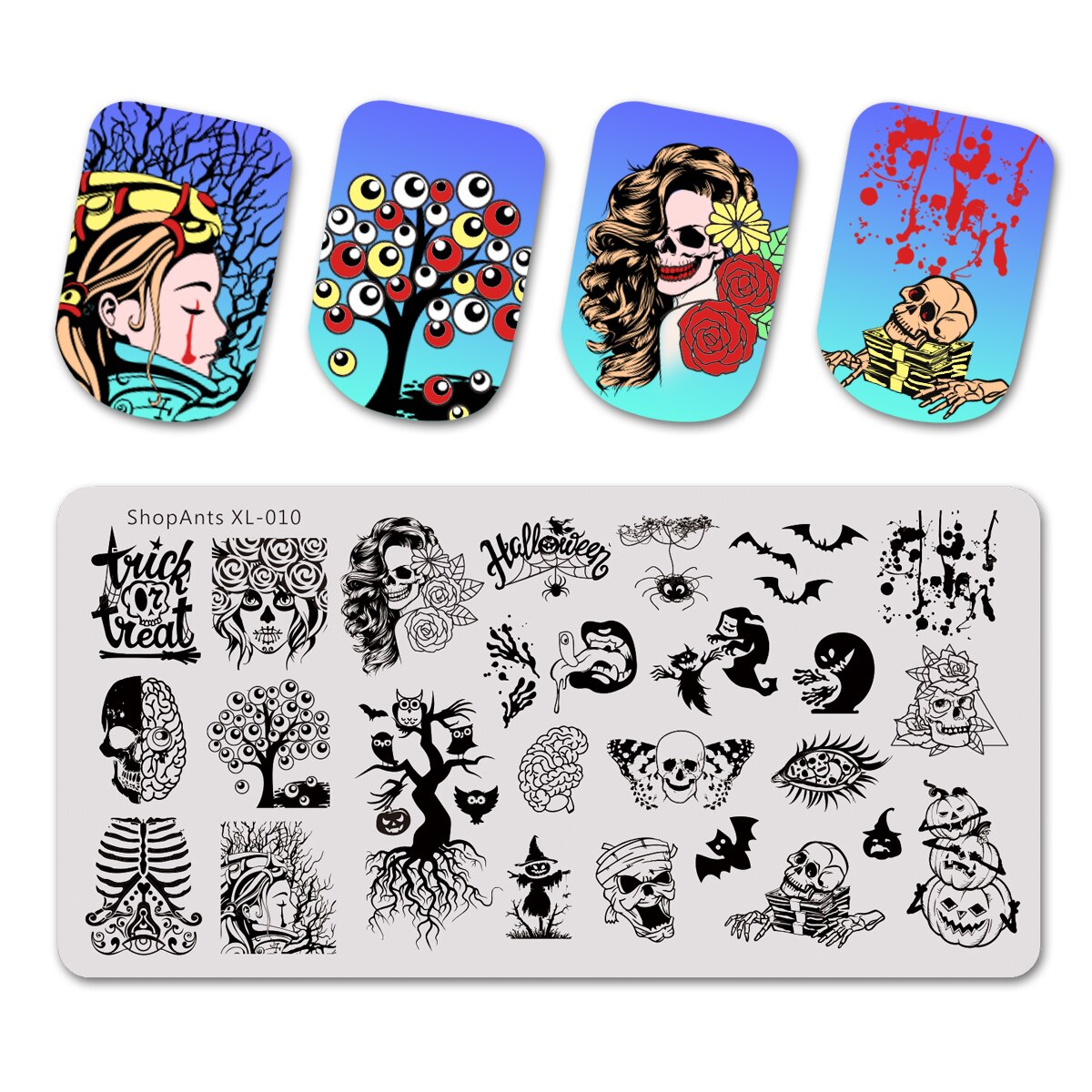 SHOPANTS 6*12cm Rectangle Nail Stamping Plates Leaf Flowers Butterfly Nail Art Stamp Templates Stencils Polish Manicure: 010