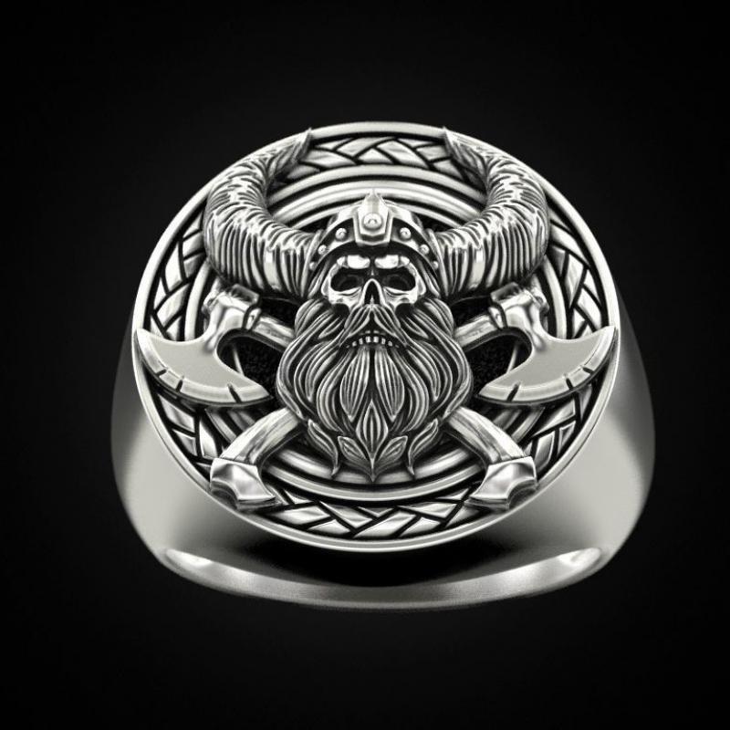 Vintage Norse King Odin Stamp Metal Punk Ring moto Charm uomo Rock Cool Amulet Jewelry