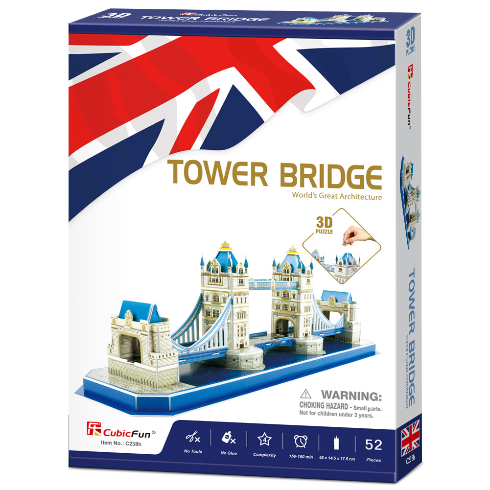 CubicFun 3D Puzzles UK Tower Bridge London Architecture Building Model Kits Landmark Jigsaw Papercraft for Adults Kids