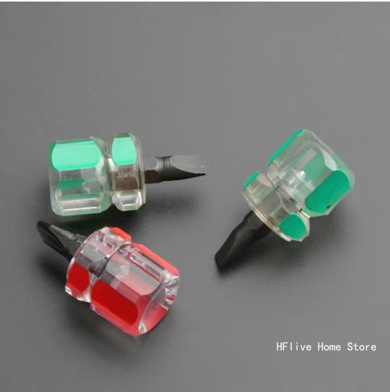 mini śrubokręt Wkrętak krzyżakowy mini śrubokręt Krótki mały zestaw narzędzi z dzielonym błotnikiem Wkrętaki płaskie z łbem krzyżowym z rowkiem