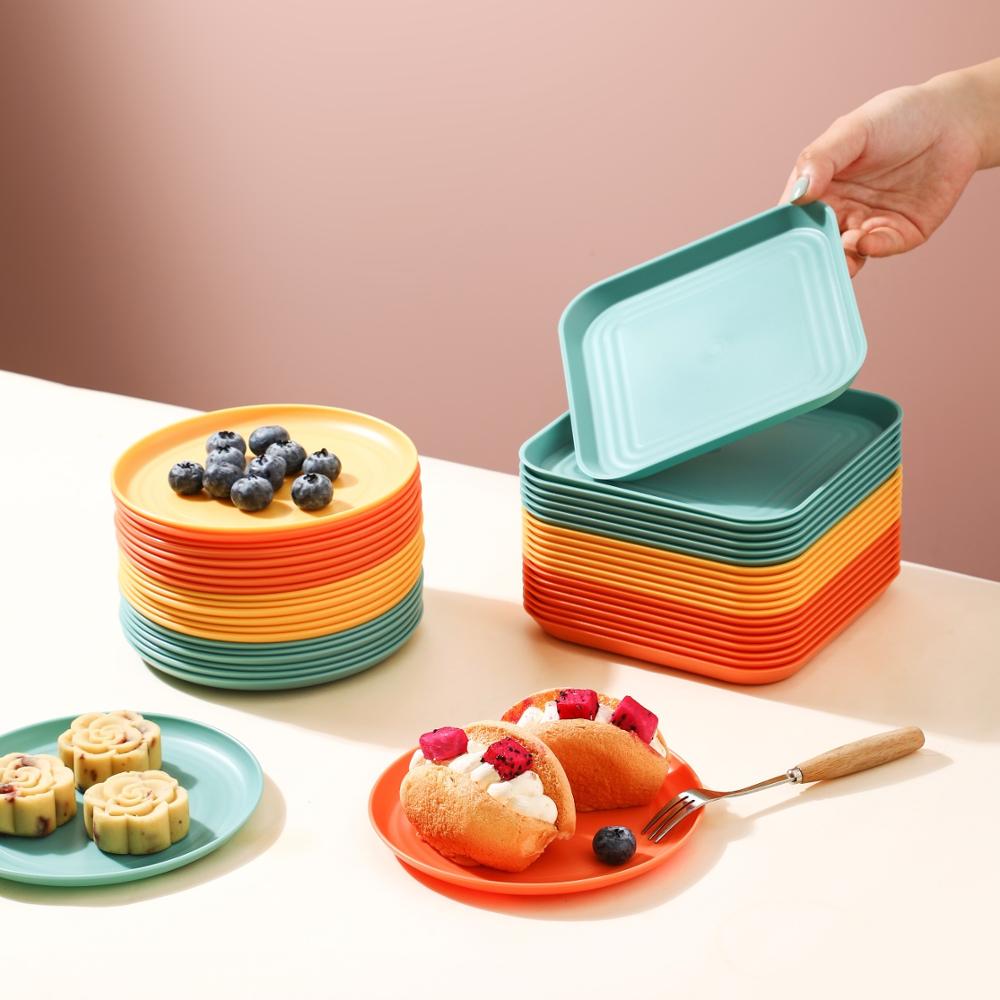 Piccoli piatti di plastica quadrati rotondi da 10 pezzi