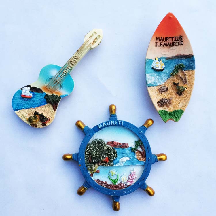 Mauritius Fridge Magnets Tourist Souvenirs 3d Resin Refrigerator Stickers Mauritius Boat Rudder Magnetic Stickers Home Decor