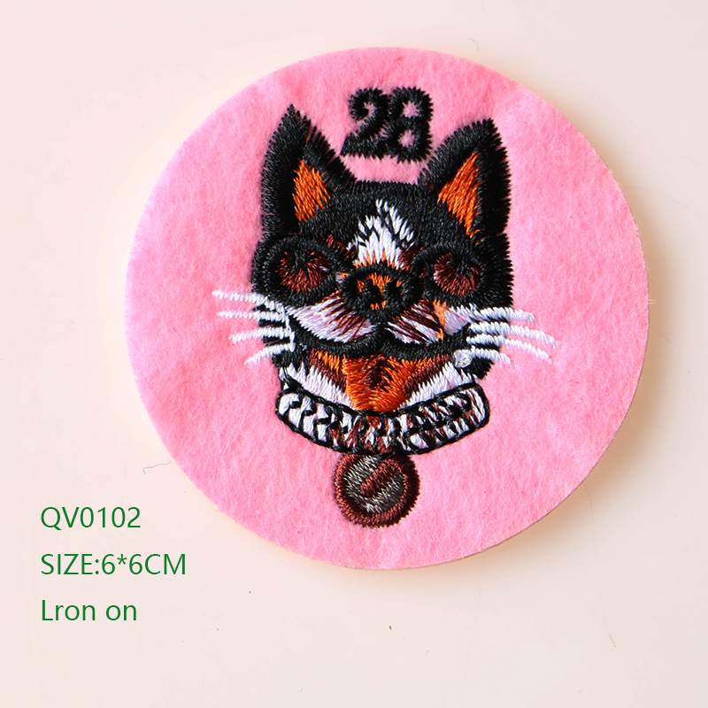 Leuke Hond, Kat, smiley Ronde Icoon Geborduurde Ijzer Op Patches Voor Kleding Diy Strepen Kleding Patchwork Sticker Custom Badges: QV0102