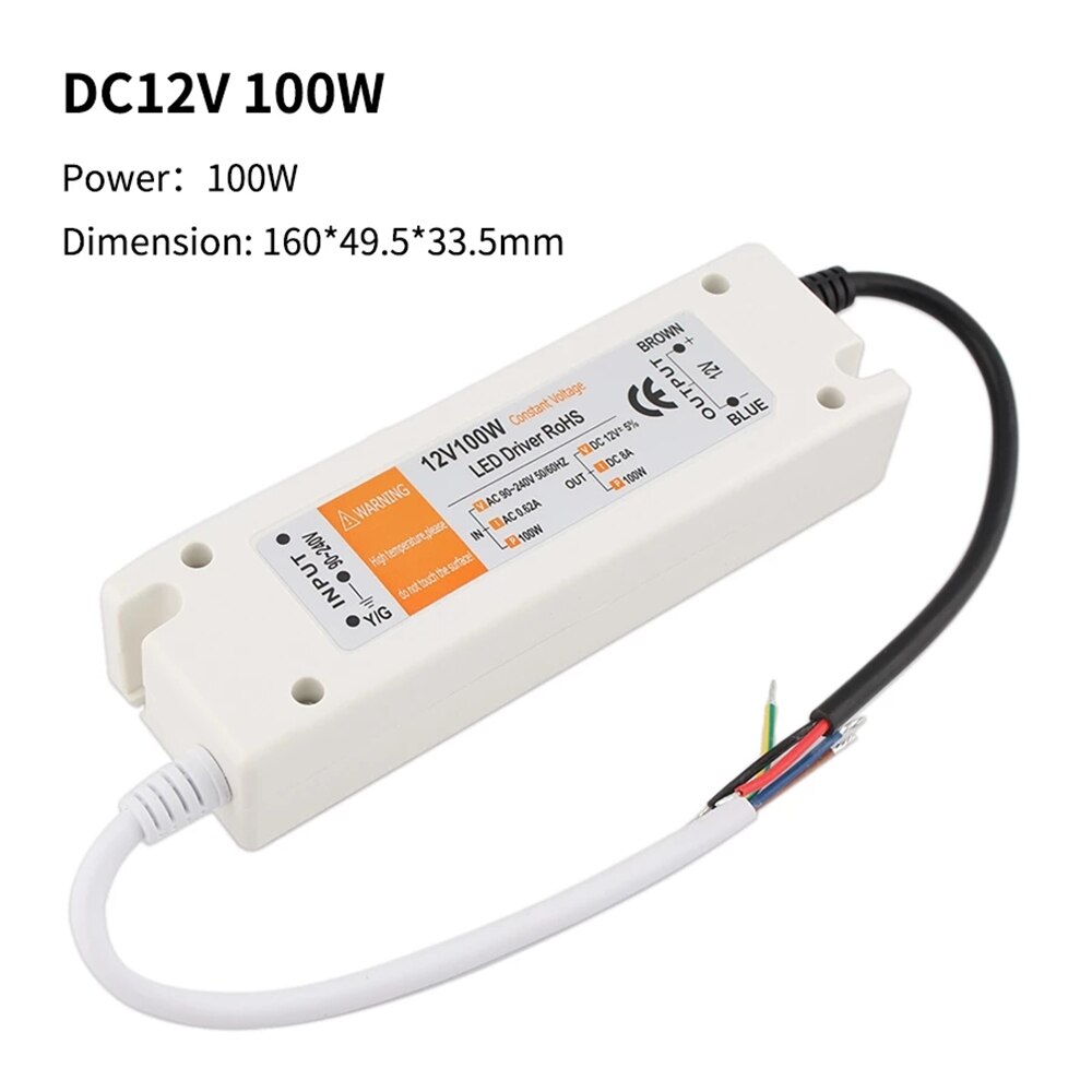 Adaptateur pour bande LED, transformateur d'éclairage, AC110V 220V à DC 12V, pilote 18W 28W 30W 42W 48W 60W 72W 100W