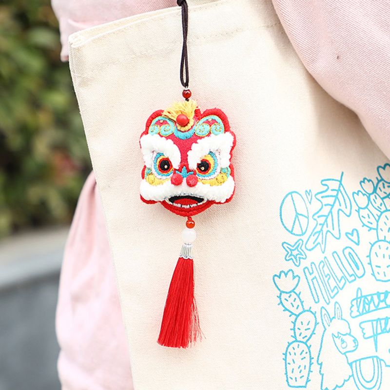 Pendentif en Lion de Fortune chinois | Amulette chinoise, Kit de broderie fait main, bricolage, paquet de sacs en matériel artisanal