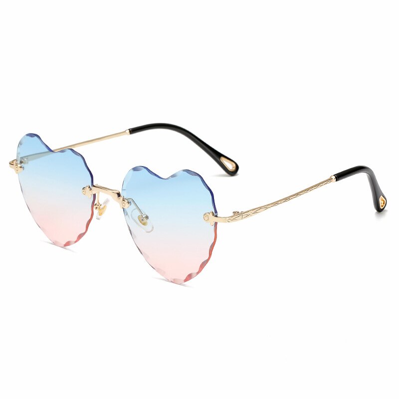 Hartvormige zonnebril voor dames retro zonnebril anti -uv400 celebrity brillen: Hart blauw-roze