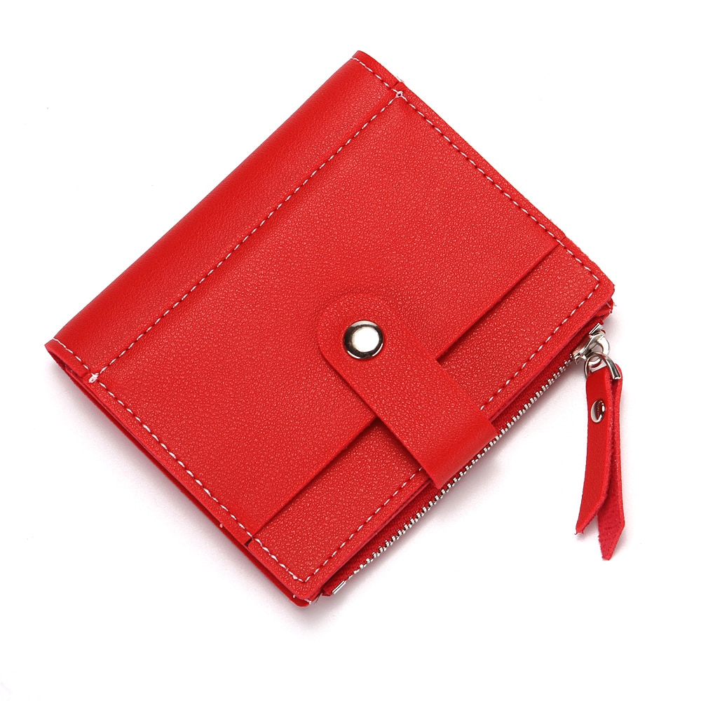 BONAMIE crédit porte-carte pour femme avec fermeture éclair poche cuir hommes petit porte-cartes de visite porte-carte s portefeuille avec moraillon rouge