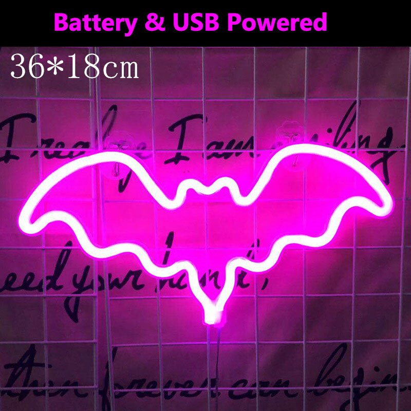 nietoperz w kształcie neon światło kolorowe diody doprowadziło lampa neonowa pokój dziecięcy noc podłużna lampa wakacje Boże Narodzenie wesele dekoracje ścienne robić domu