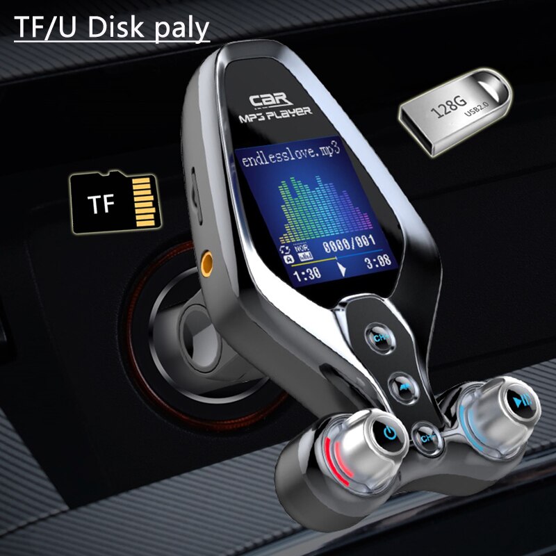 JINSERTA Bluetooth 5,0 FM Transmitter QC 3,0 Schnelle Ladegerät TF-Karte U Disk Auto Mp3 Player Musik ordner schalter AUX In Ausgang