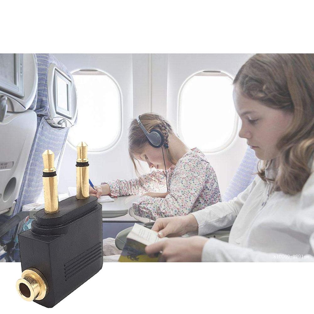 3.5mm Stereo Jack Socket Earphone Socket Adaptor Golden Plated Airline Airplane Flight Adapters for Headphone