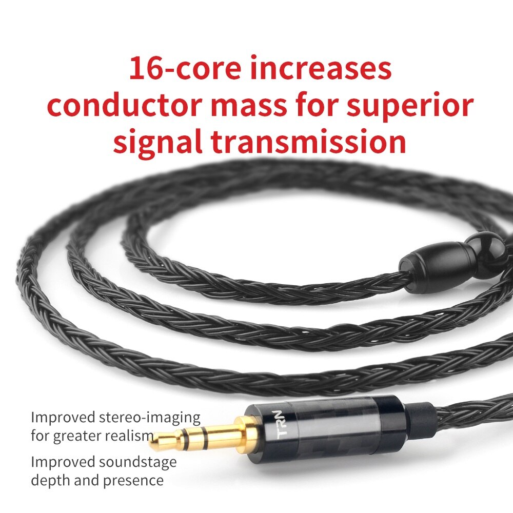 Trn  t2 upgrade 16 -aderige verzilverde kabel 3.5 2.5 0.75 0.78 mmcx-connectorkabel voor trn  v90 v80 x6 a10 zs10 as16- oortelefoon
