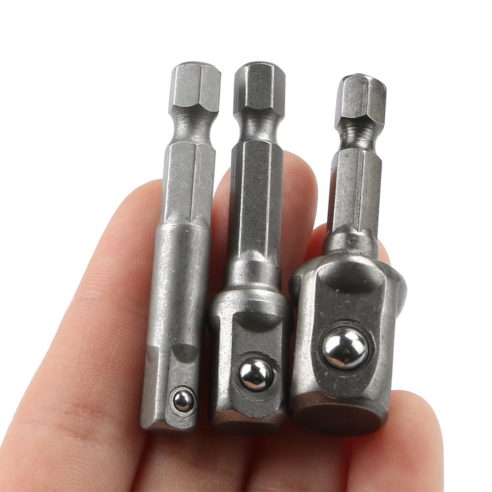 Juego de llaves de vástago hexagonal para taladro eléctrico, 3 uds., taladro para enchufes, adaptador de extensión de broca, 1/4, 3/8, 1/2