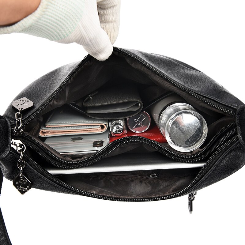 Oude Tang Effen Kleur Pu Lederen Schoudertassen Voor Vrouwen Luxe Messenger Bag Sac epaule