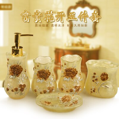 Beautiful butterfly floral 5PCS Resin Bathroom Accessories Set Soap Dispenser/Toothbrush Holder/Tumbler/Soap Dish white: 1
