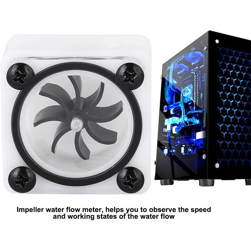 Indicateur Durable de débitmètre d'eau de turbine de refroidissement par eau de vitesse de rotation du fil G1/4, pour le système de refroidissement par eau de PC (3 manières)