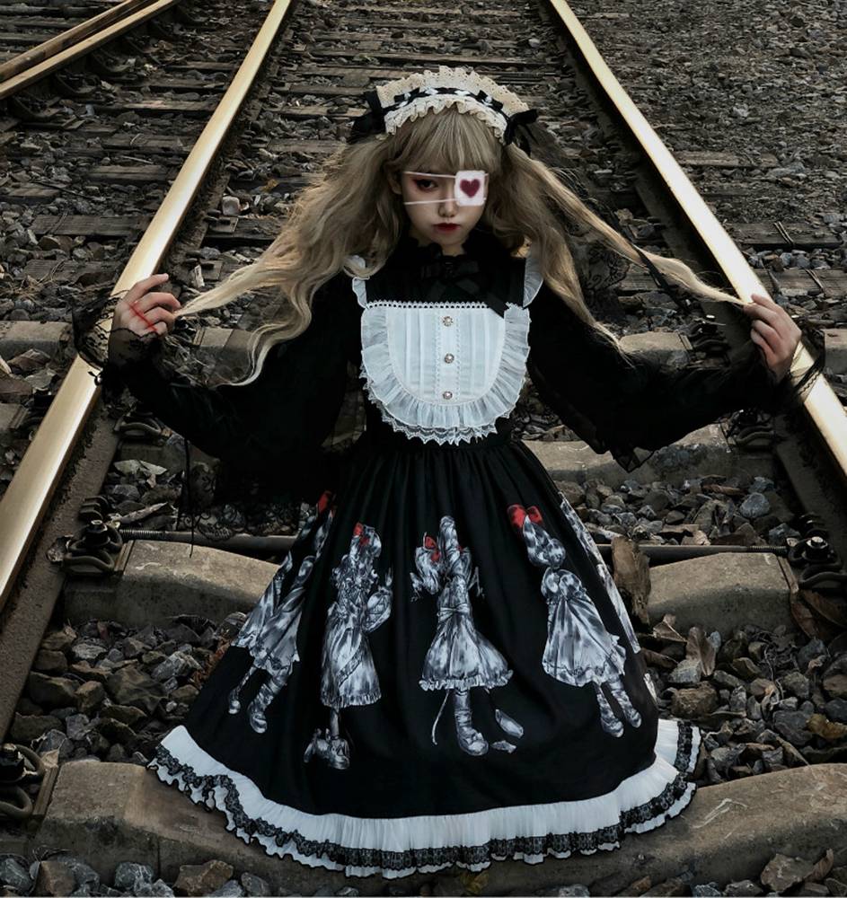 Vestido gótico Lolita para chicas, vestido de Ángel oscuro, serie Lolita, vestido JSK de Soufflesong, vestidos Kawaii AFC533: JSK Dress