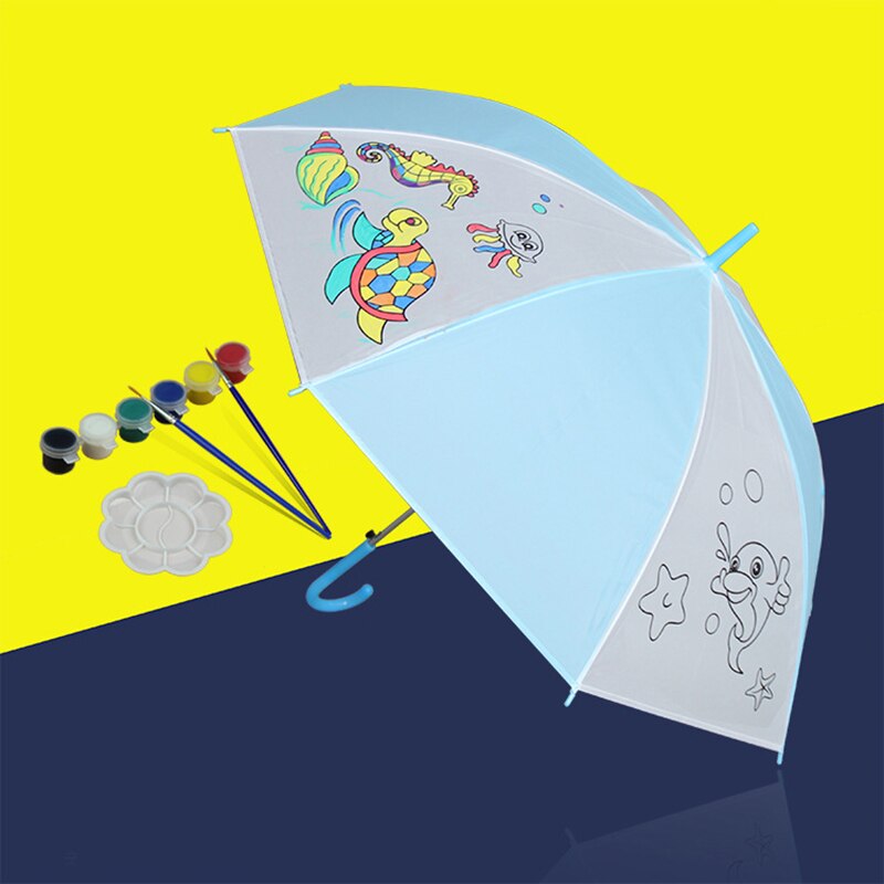 Handgeschilderde Paraplu Kids Coloring Paraplu School DIY Onderwijs Leuke Cartoon Paraplu Kinderen Dier Paraplu Voor Schilderen