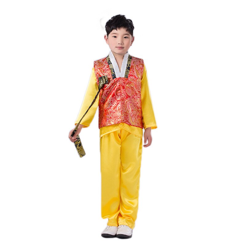 Costume traditionnel coréen pour enfants, tenue de danse pour bébés garçons, Kimono japonais: YELLOW / height 150cm
