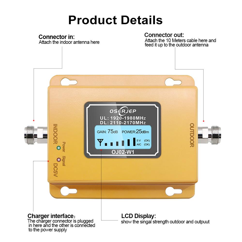 Mini 3G UMTS Band1 2100Mhz mobile phone signal amplifier booster repeater LCD amplifier
