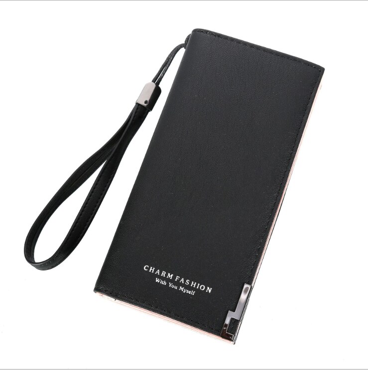 Verkoop merk portemonnee dames scrub leren dames handtassen dames clutch portemonnee lange dames portemonnee carteira feminina: Zwart