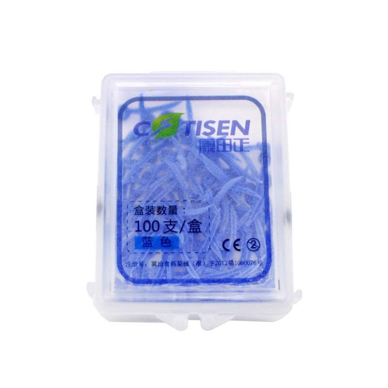 100 Pcs Medische Wegwerp Plastic Dental Wiggen Met Gat Arc Concave Diasteem Wiggen Met End Circulaire Gat Tandarts Gereedschap: Blue-XS
