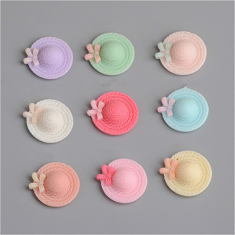 10/20/30 stuks schattige mini hoedjes met platte achterkant, harsdoppen, kleur, doe-het-zelf benodigdheden, haarspeldaccessoires, telefoonhoesje, decoratiemateriaal