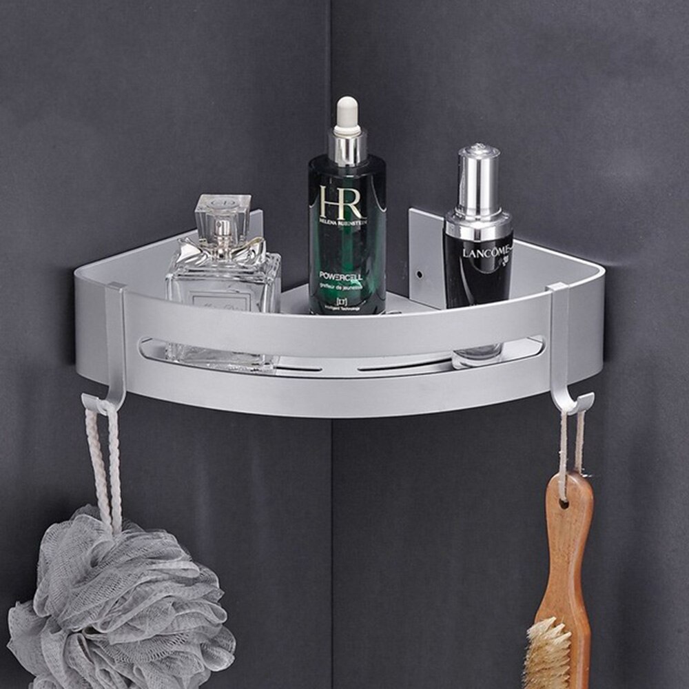 Dreieck Handtuch Dusche Storage Rack Schwarz Ecke Regale Wand Montiert Aluminium Lagerung Korb Organizer Bad Zubehör: S-Triangle-1 tiers