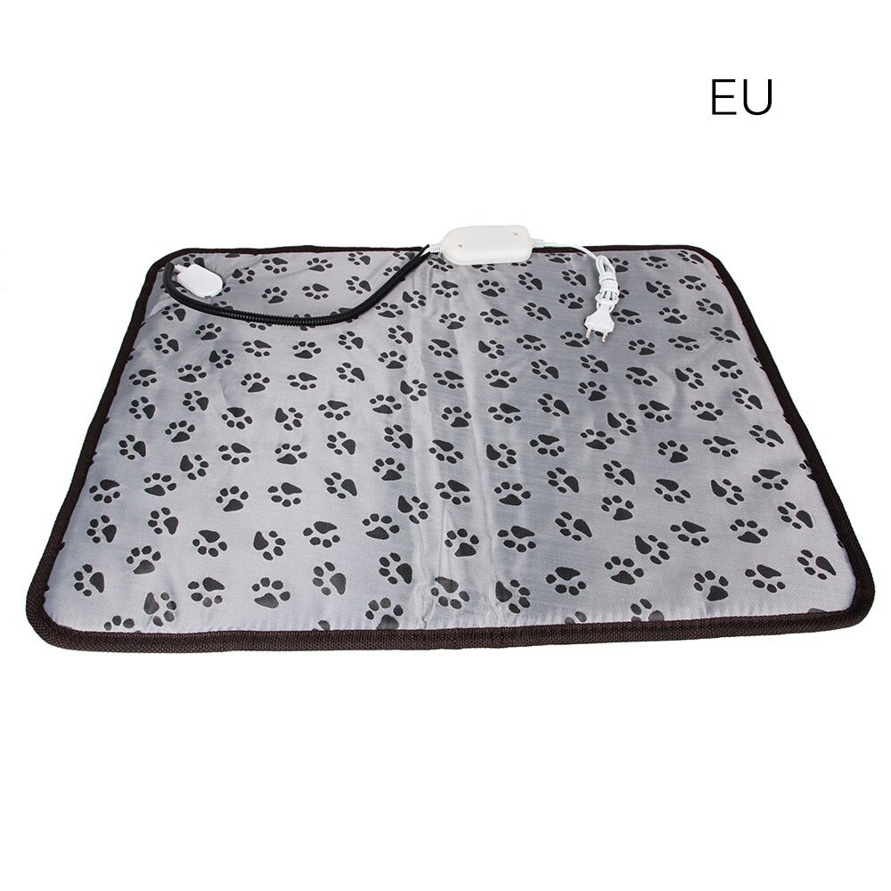 Alfombrilla calefactora eléctrica para mascotas, alfombra más cálida de invierno para gatos y perros: EU PLUG footprints