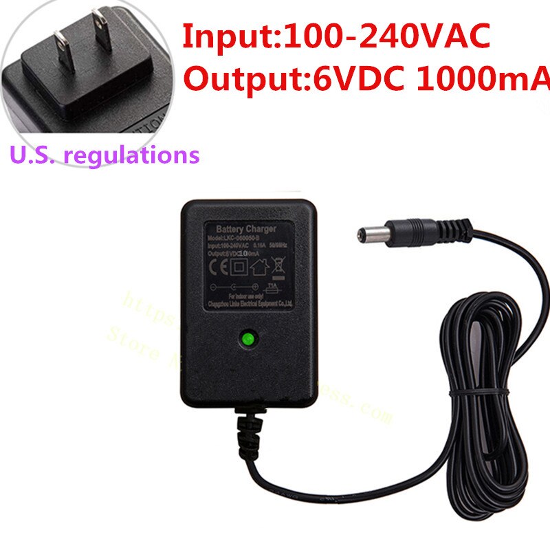6V / 12V Remote control car charger,toy car charger,children electric motorcycle battery charger,universal charger: LK-6V1000mA  US