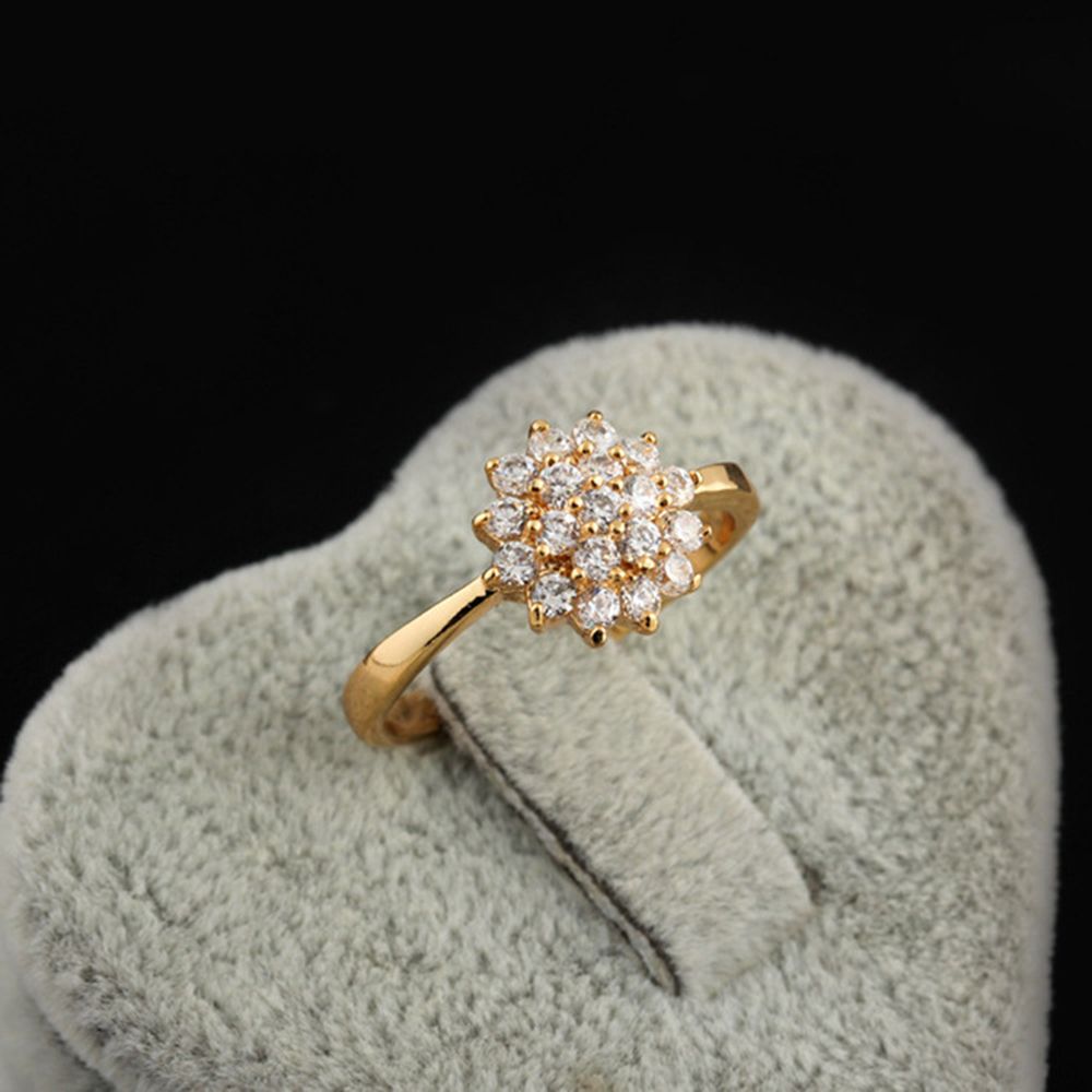 Anillo de boda con diamantes de imitación y Flor de circón para mujer, sortija , accesorios de joyería, nueva