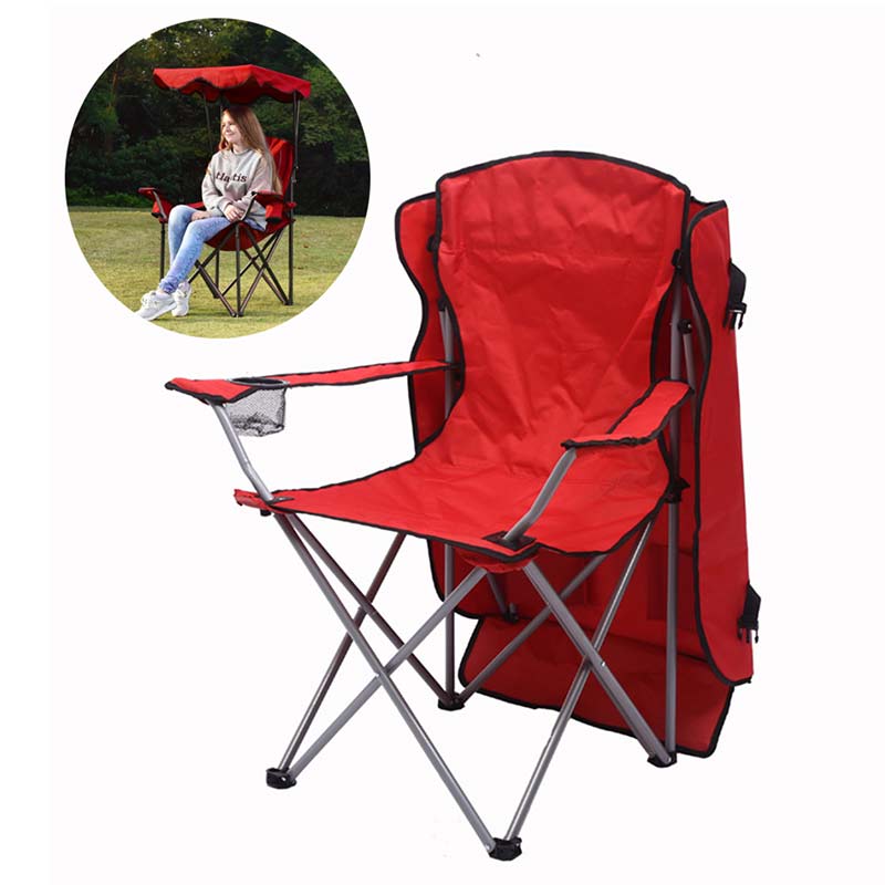 Udendørs foldning fiskeri camping solskærm strandstol baldakin bærbar foldbar fodstøtte med kopholder let sæde stol
