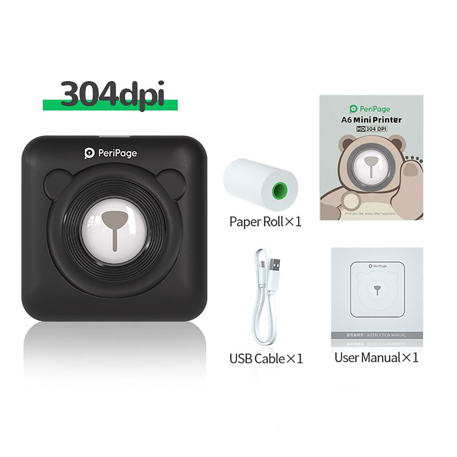 Peripage A6 304Dpi Mini Foto Bluetooth Printer Pocket Photo Printer Marker Voor Mobiele Telefoon Android En Ios Printer papier: Black