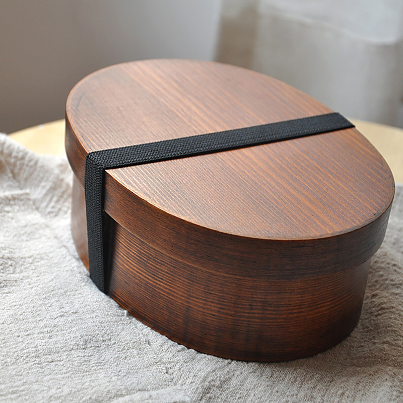 Oneup 3 stuks/set bento box japanse stijl lunchbox voor kinderen houten materiaal servies voedselcontainers met compartimenten gezond