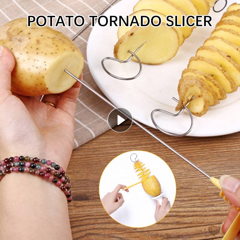 3 String Draaien Aardappel Slicer Rvs + Plastic Twisted Aardappel Slice Cutter Spiraal Diy Handleiding Creatieve Keuken Gadgets