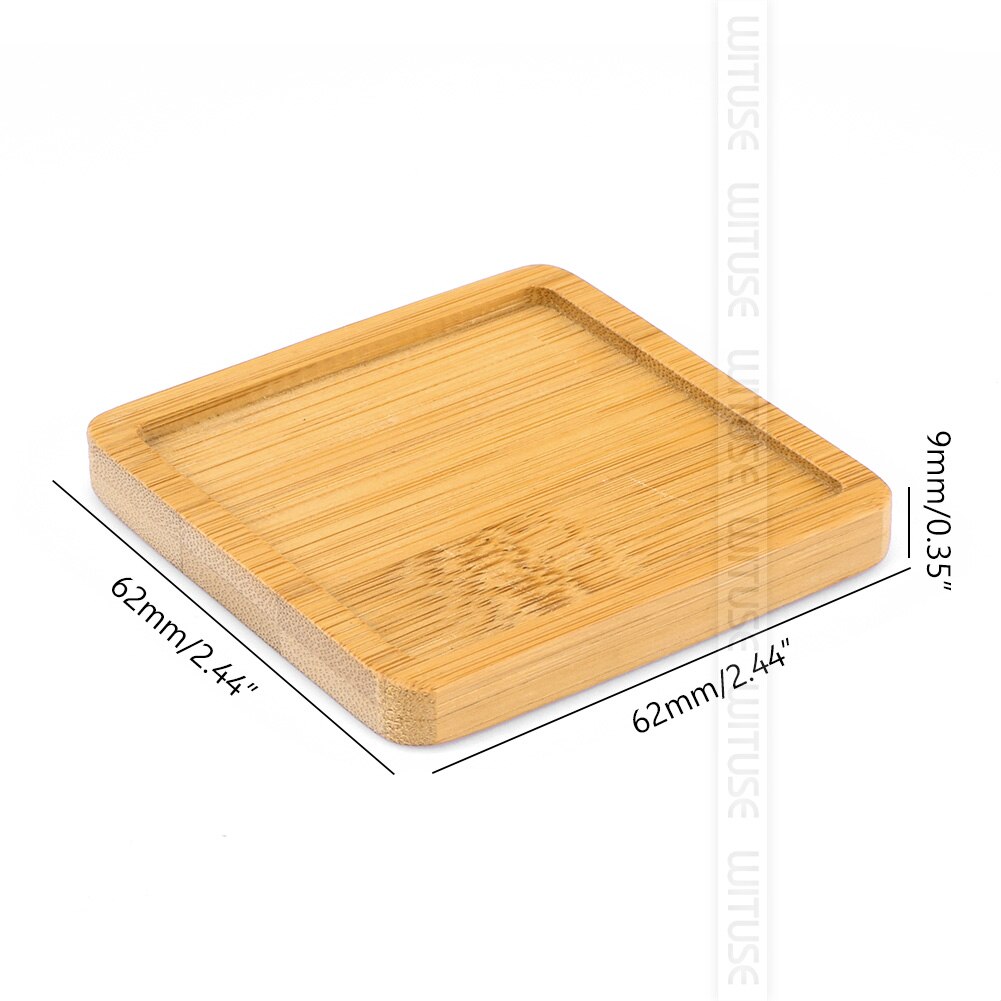 2pc Bamboo Home Mini World Garden Decoration Pot Trays Miniature Figurines Flowerpot Plate DIY Accessories Ornaments: Small squarex2